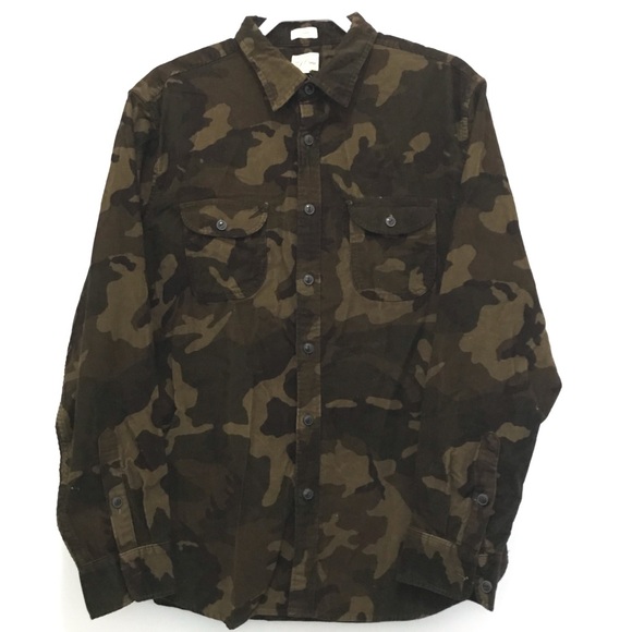 NWT Re-Imagined by J.Crew Camouflage Corduroy Button-Up Shirt Size L - Picture 1 of 6